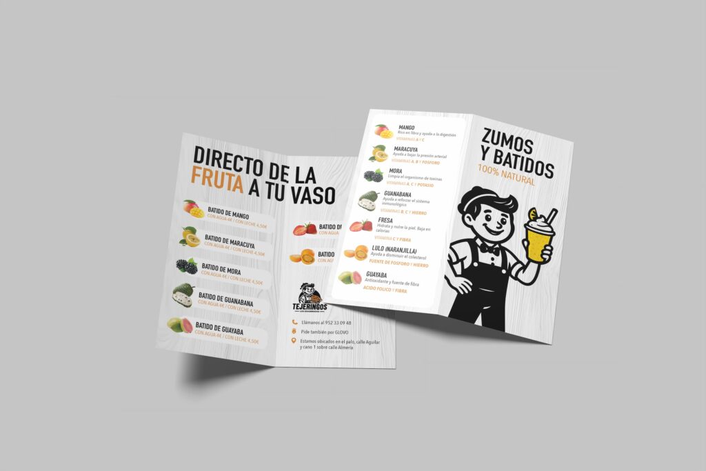 Carta de bebidas y smoothies